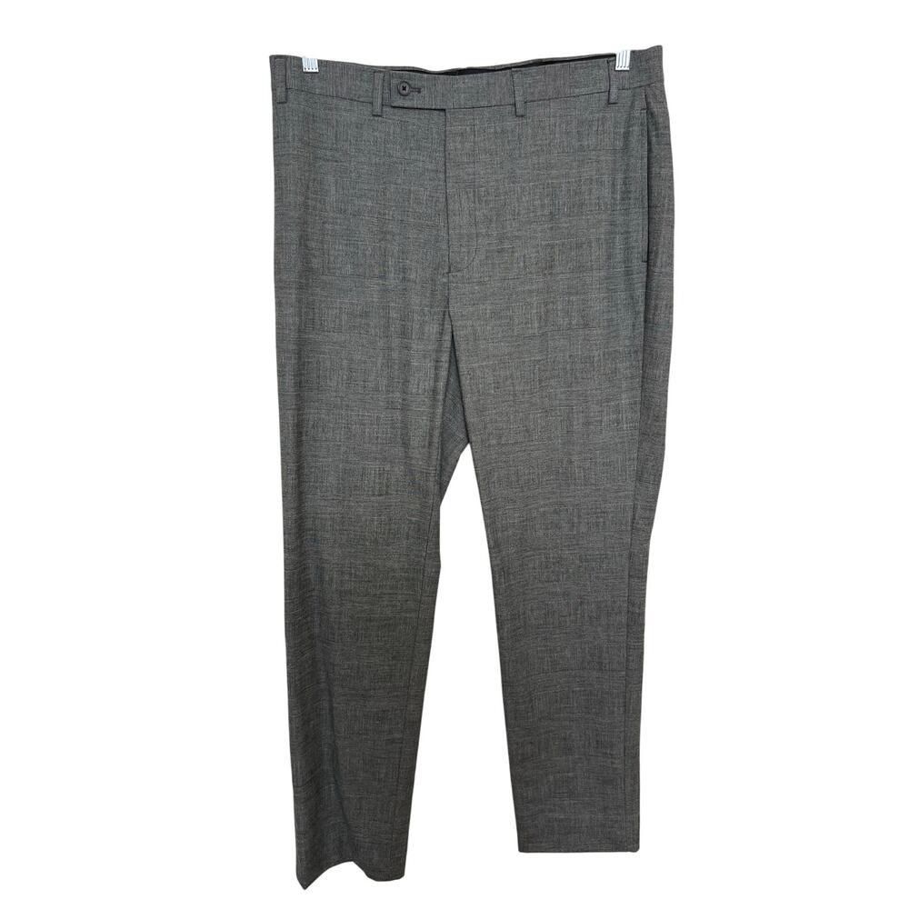 Calvin Klein Slim Fit Gray Glen Plaid Dress Pants Stretch Trousers 36x32